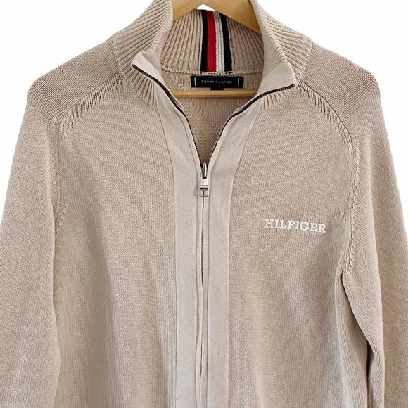 Tommy Hilfiger Cardigan Sweater Full Zip Beige Cream Off White Size Men's Small - Picture 3 of 12